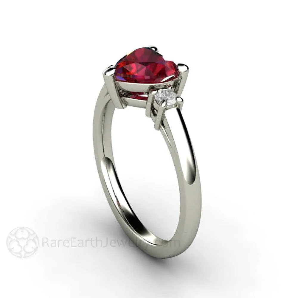 Heart Shaped Ruby Ring Engagement or Promise Ring