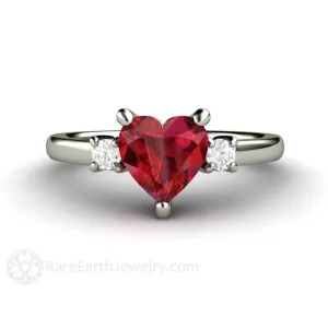 Heart Shaped Ruby Ring Engagement or Promise Ring