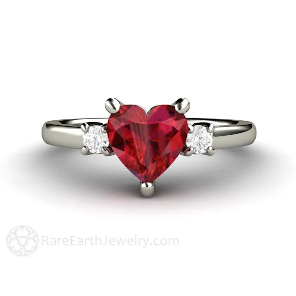 Heart Shaped Ruby Ring Engagement or Promise Ring
