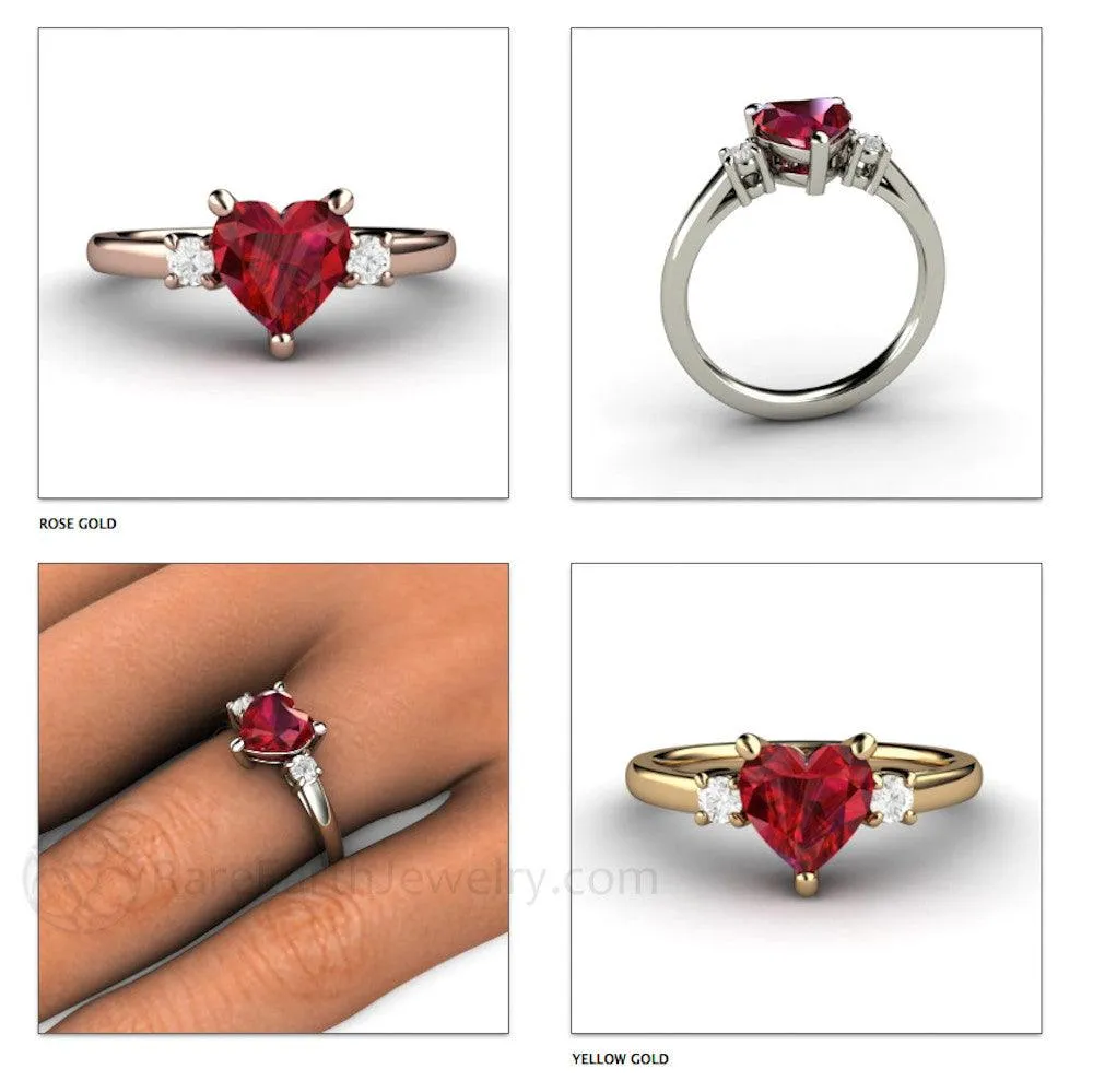 Heart Shaped Ruby Ring Engagement or Promise Ring