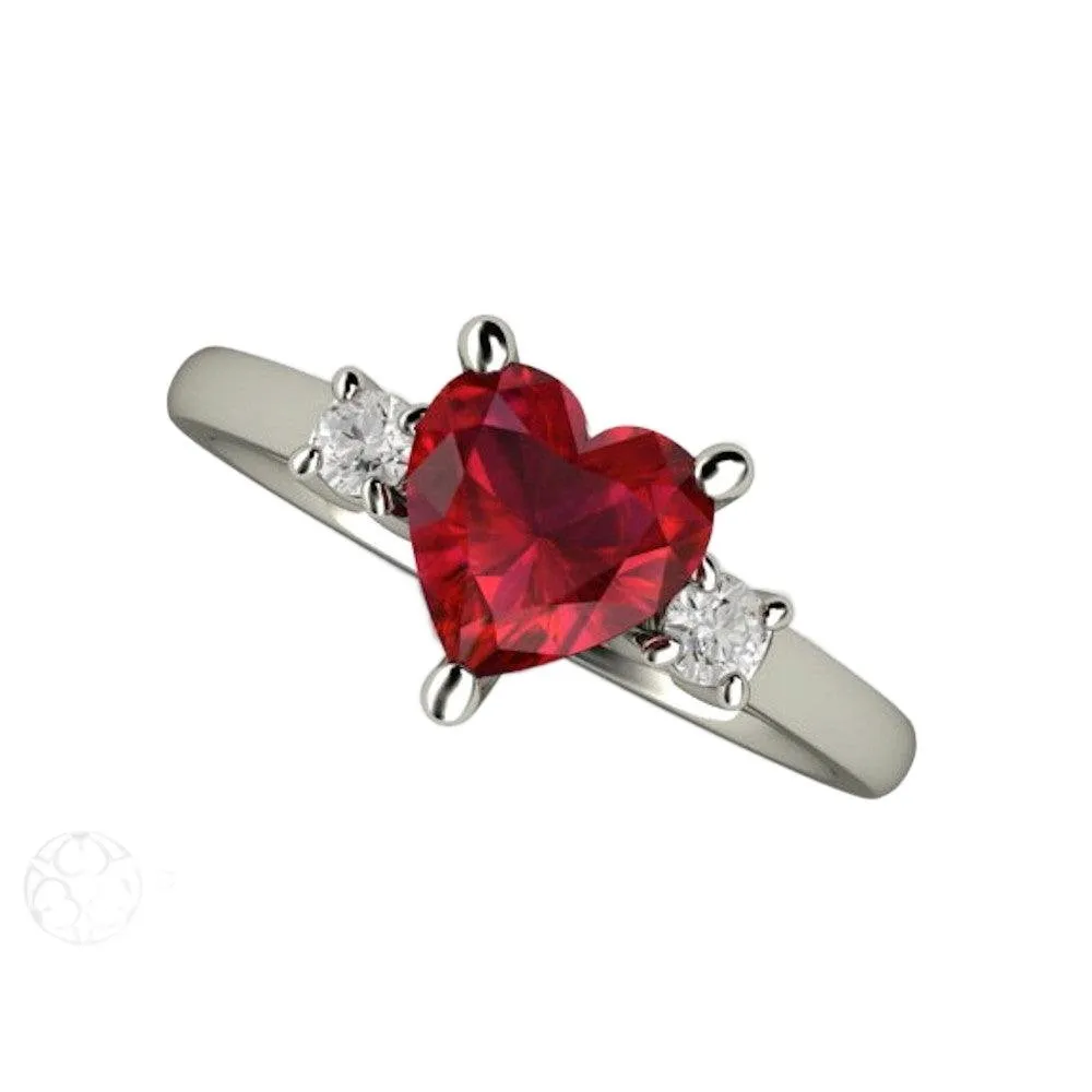 Heart Shaped Ruby Ring Engagement or Promise Ring
