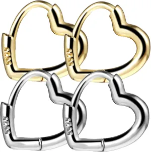 Hemoton 2Pairs Heart Hoop Earrings for Women and Teen Style Statement Jewelry Present for Earring Lovers