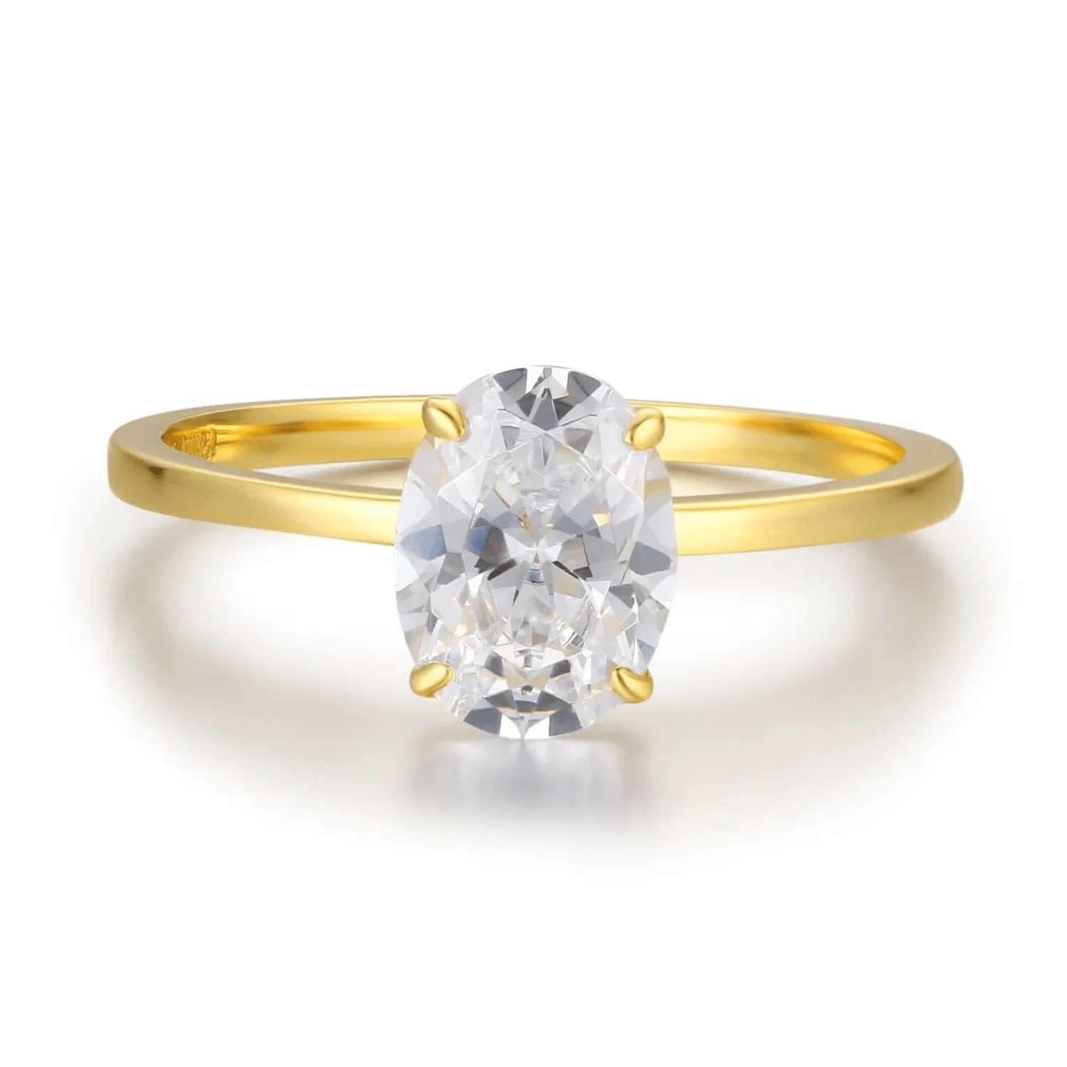 Hidden Ruby Heart Oval Moissanite Yellow Gold Ring