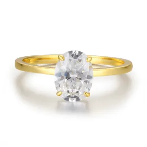 Hidden Ruby Heart Oval Moissanite Yellow Gold Ring