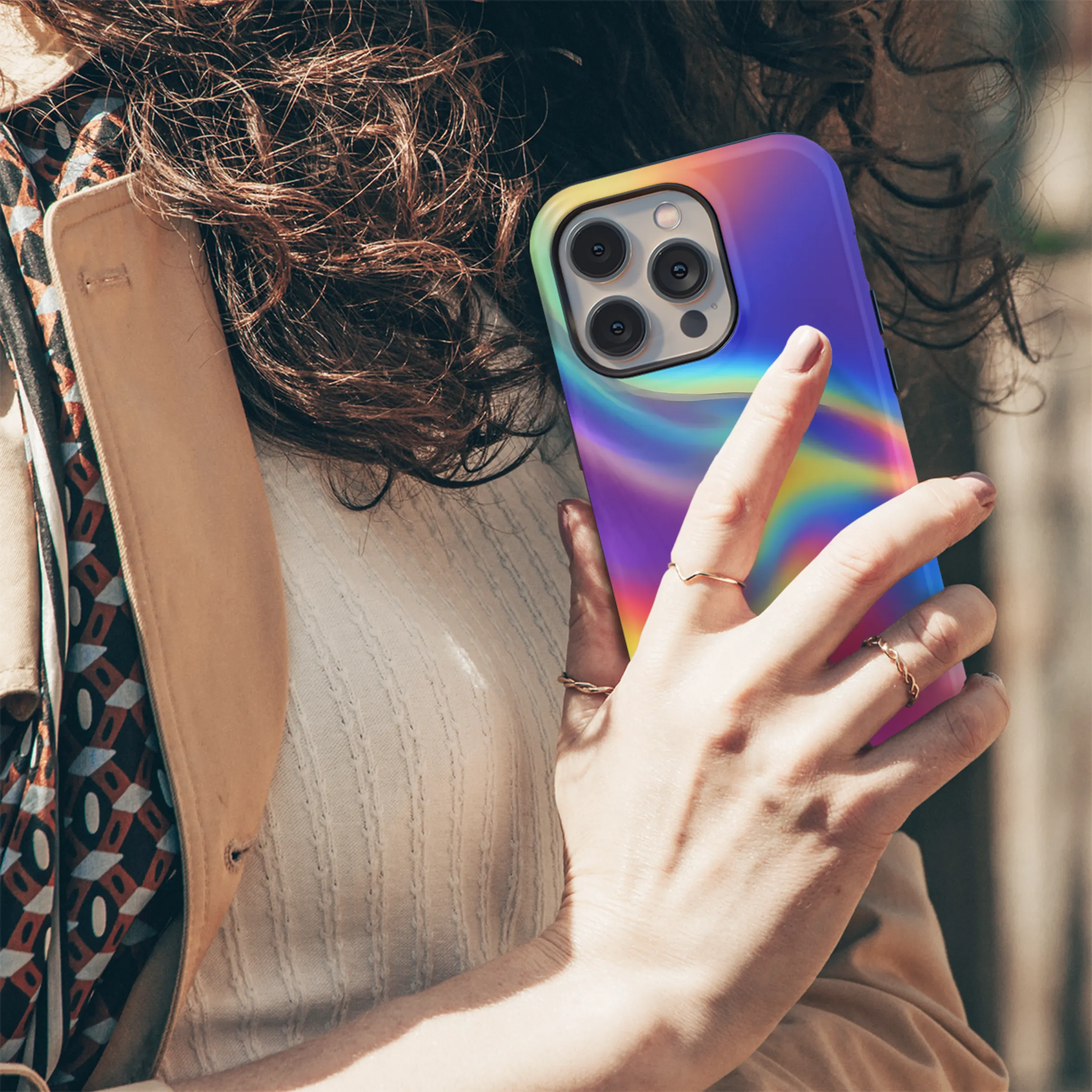 Holographic Rainbow Gradient Phone Case iPhone Samsung Cover Pixel 3897