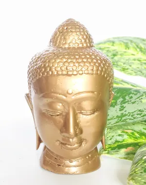 Home Decor. Tabletop Idol. Far Eastern Bronze Head Statuette of Lord Buddha.