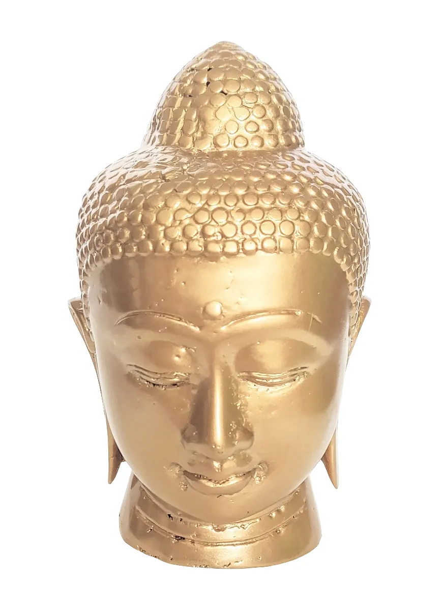 Home Decor. Tabletop Idol. Far Eastern Bronze Head Statuette of Lord Buddha.
