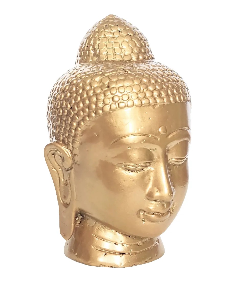 Home Decor. Tabletop Idol. Far Eastern Bronze Head Statuette of Lord Buddha.