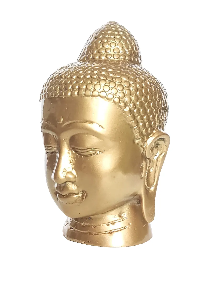 Home Decor. Tabletop Idol. Far Eastern Bronze Head Statuette of Lord Buddha.