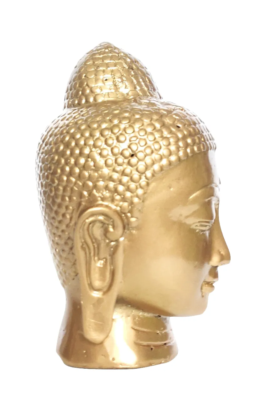 Home Decor. Tabletop Idol. Far Eastern Bronze Head Statuette of Lord Buddha.