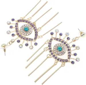 Homoyoyo 1 Pair Delicate Long Tassel Earrings Chic Rhinestone Ear Ornaments for Versatile Fashion Accessories Lightweight Comfortable for Any Occasion