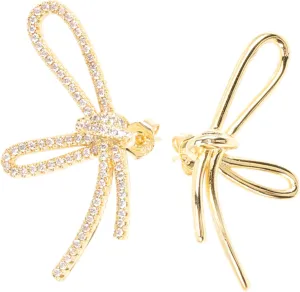 Homoyoyo 1Pair Zircon Bow Ear Studs for Women Asymmetrical Design Lightweight and Comfortable Ear Accessories for Everyday Wear and Special Occasions
