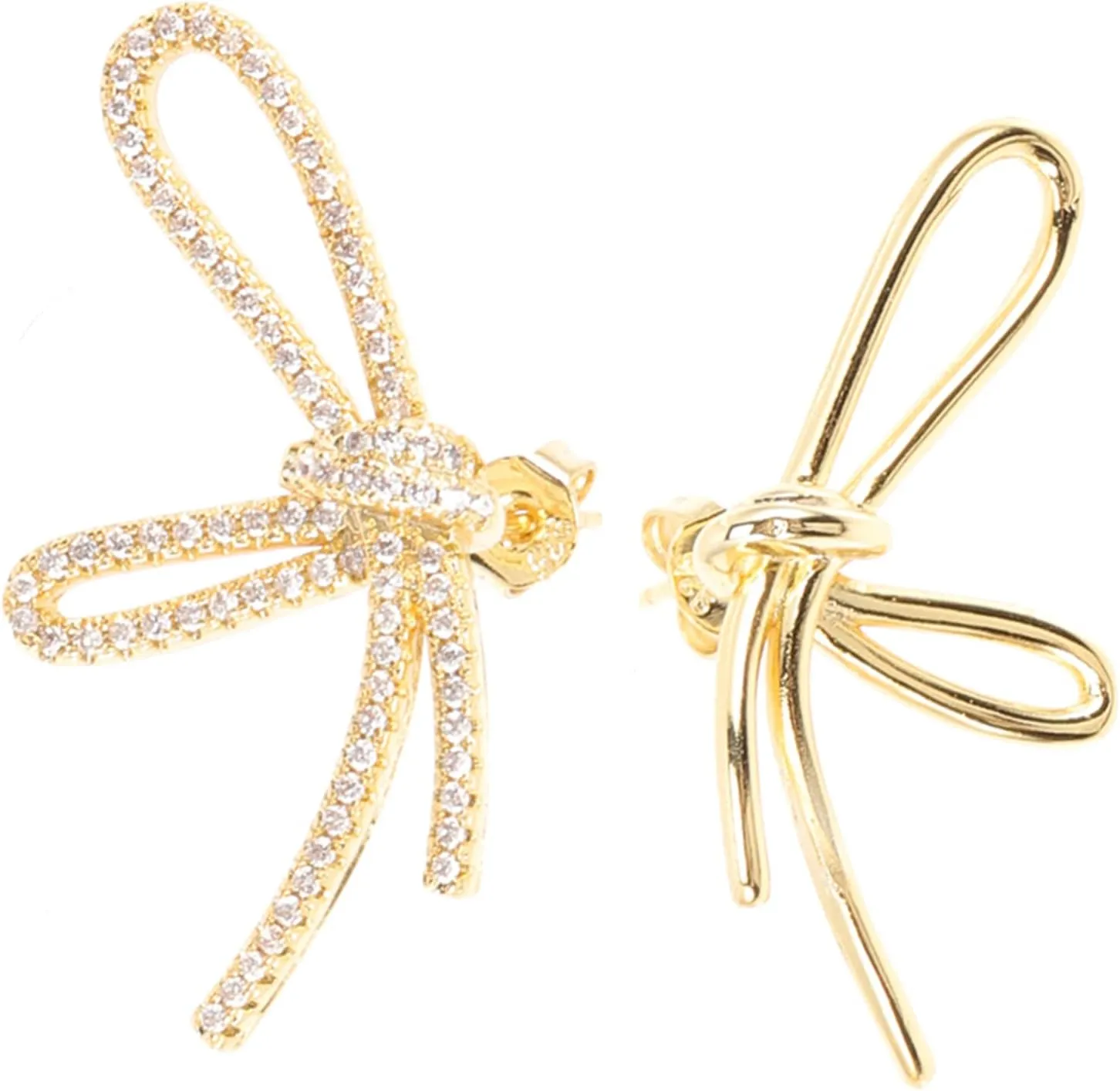 Homoyoyo 1Pair Zircon Bow Ear Studs for Women Asymmetrical Design Lightweight and Comfortable Ear Accessories for Everyday Wear and Special Occasions