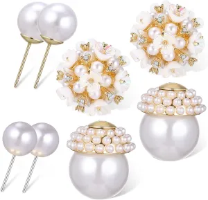 Homoyoyo Elegant Pearl Statement Earrings Gold Flat Back Studs Women's Pearl Earrings for Wedding Party