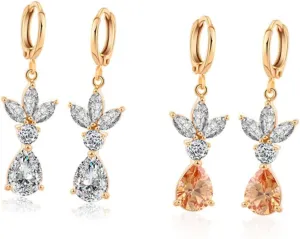 Homoyoyo Er0520 Women's Zircon Earrings Simple Stylish Pageant Earring White Orange for Everyday Office Party Prom