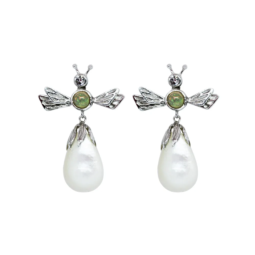 Honey Bee Mother of Pearl Earring