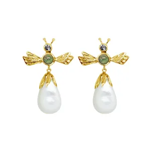 Honey Bee Mother of Pearl Earring