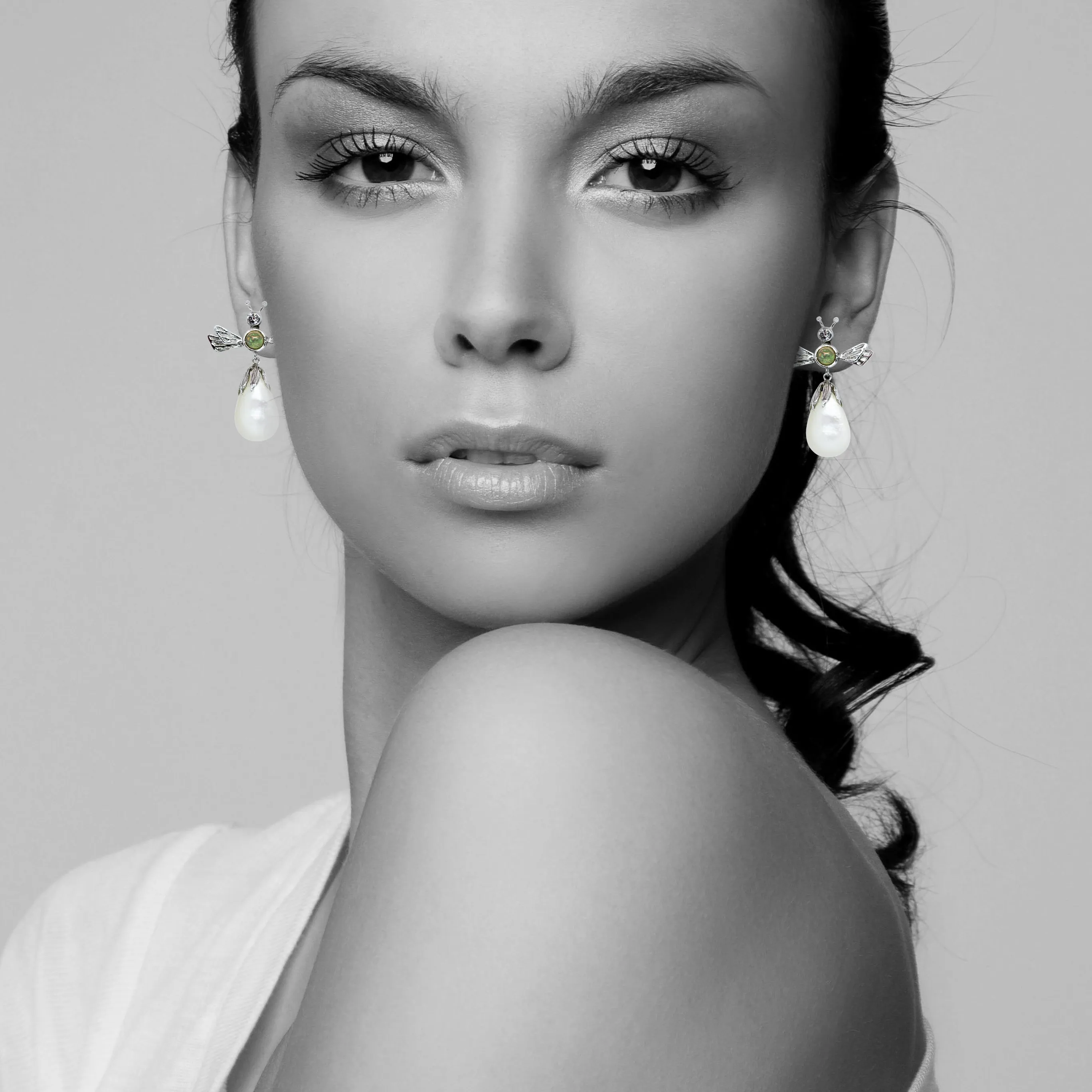 Honey Bee Mother of Pearl Earring