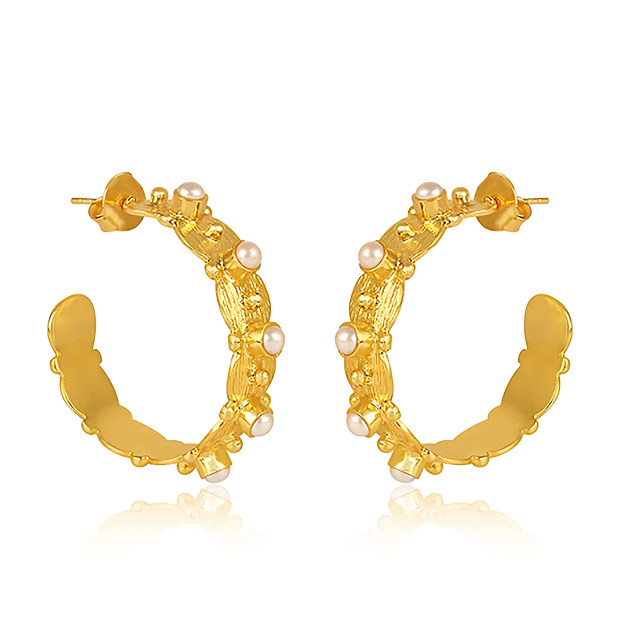 Honeysuckle Hoop Earrings - Pearl