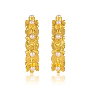 Honeysuckle Hoop Earrings - Pearl