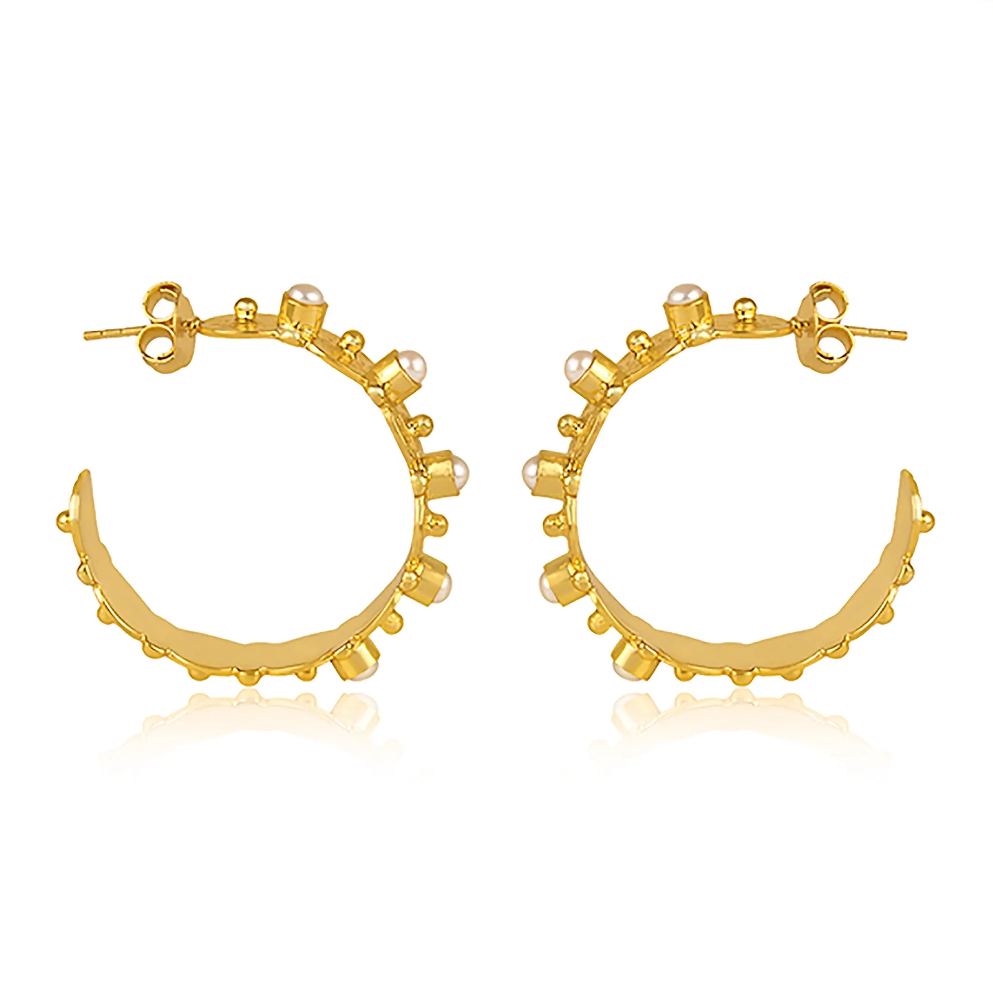 Honeysuckle Hoop Earrings - Pearl