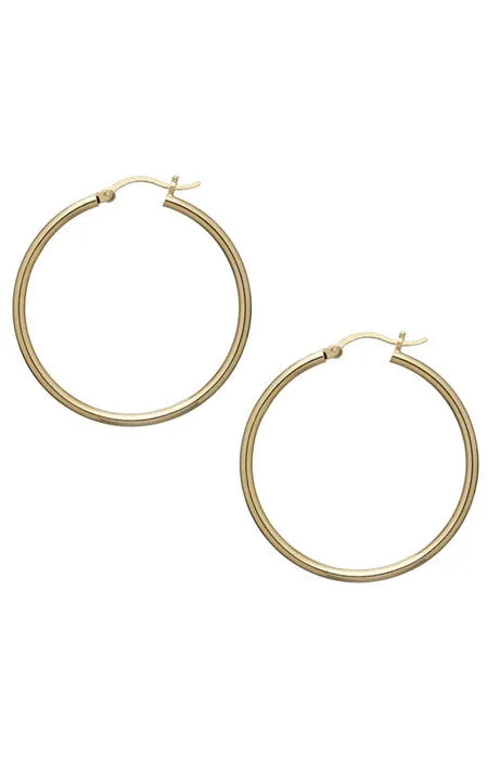 Hoop Earrings - 1.5" Diameter Snap Closure Hoops - 14K Gold Vermeil