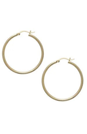 Hoop Earrings - 1.5" Diameter Snap Closure Hoops - 14K Gold Vermeil