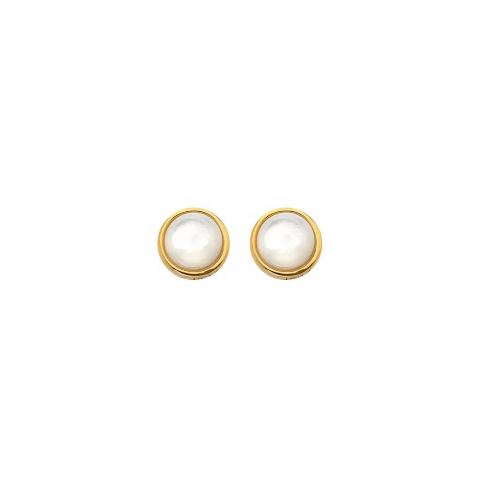Hot Diamonds x Jac Jossa Gold Plated Sterling Silver Calm Mother Of Pearl Stud Earrings