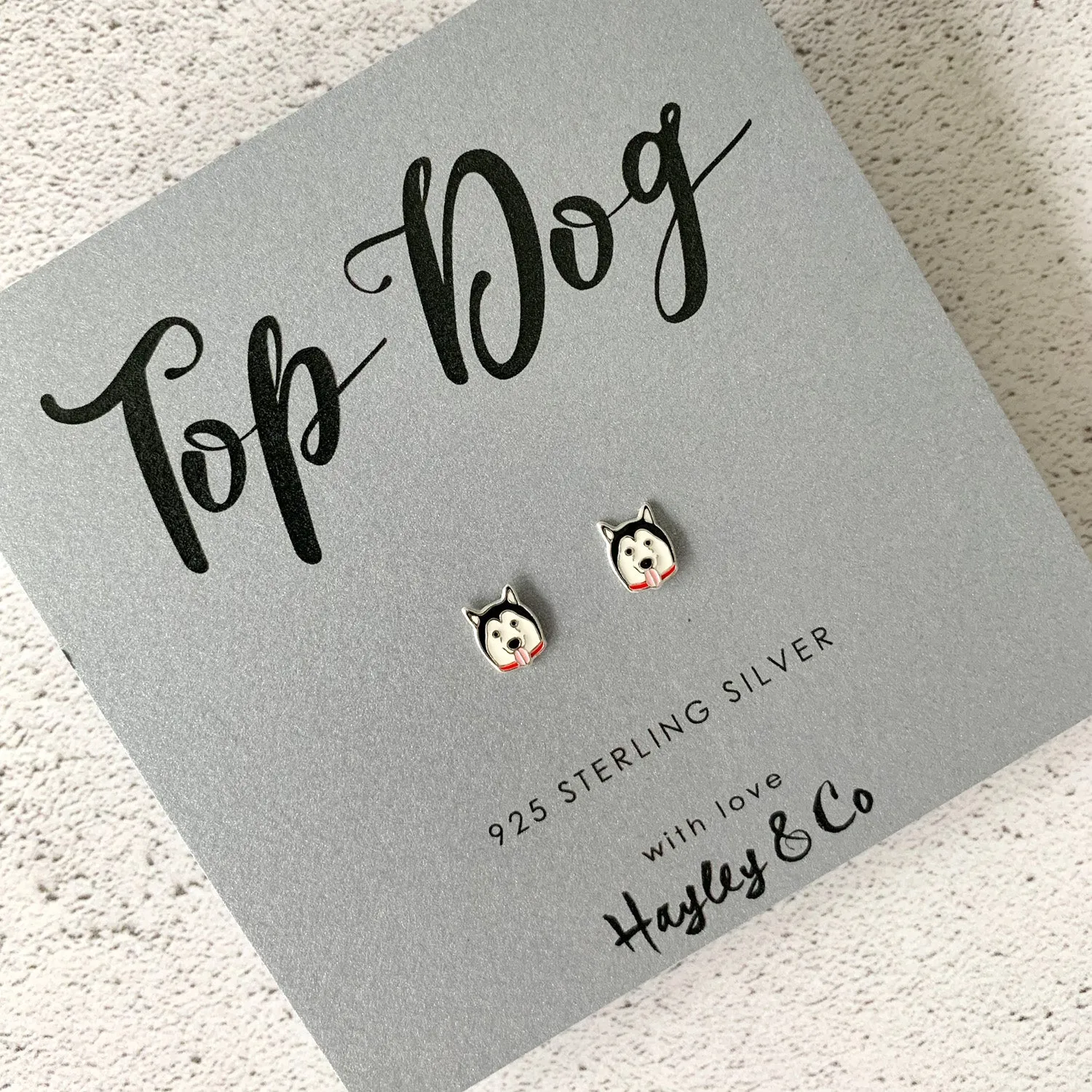 Husky Dog Sterling Silver Earrings