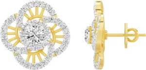 IGI Certified 1.11 Carat Lab Grown Round Solitaire Halo Diamonds | 14k Gold Petalicious Charm Stud Women Earrings in White, Yellow, Rose Variants (F-G, VVS-VS) | Joyas Petalos Flores