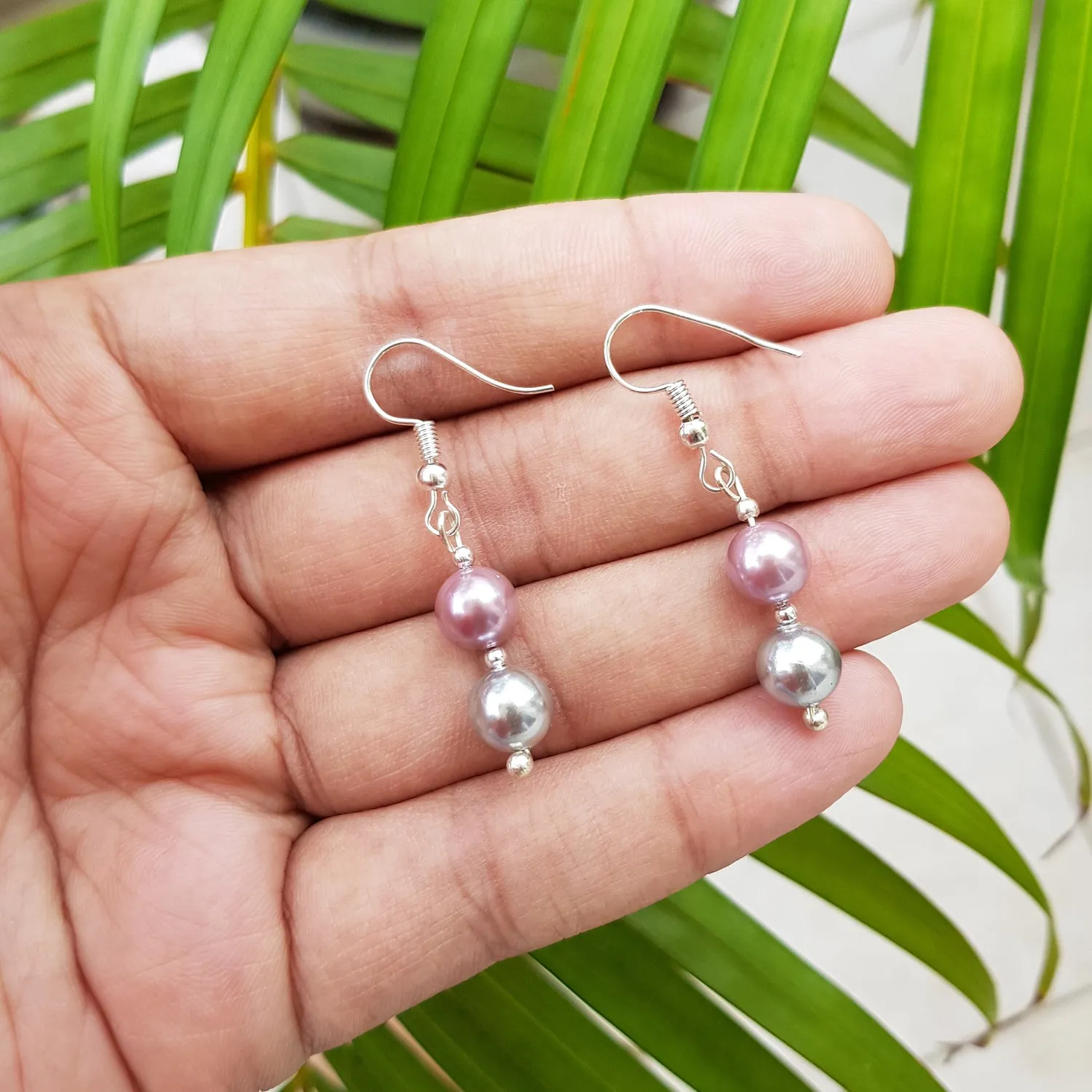 Imeora Silver Peach 8mm Shell Pearl Earrings