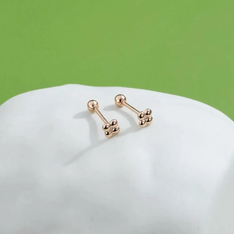 INALIS 925 Sterling Silver Minimalist Small Cute Stud Cross Flower Earrings