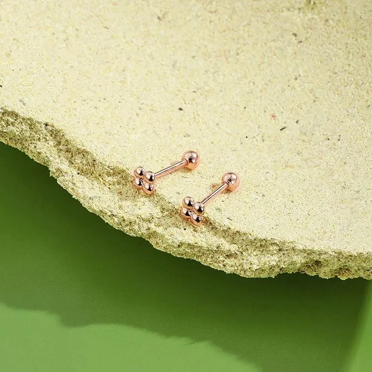INALIS 925 Sterling Silver Minimalist Small Cute Stud Cross Flower Earrings