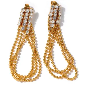 Inez Cubic Zirconia Tassel Chain Earrings