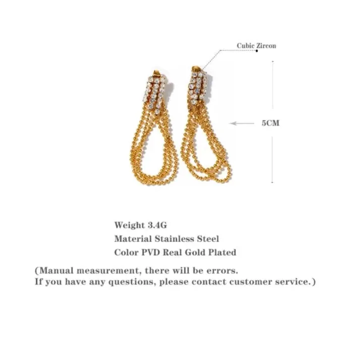 Inez Cubic Zirconia Tassel Chain Earrings
