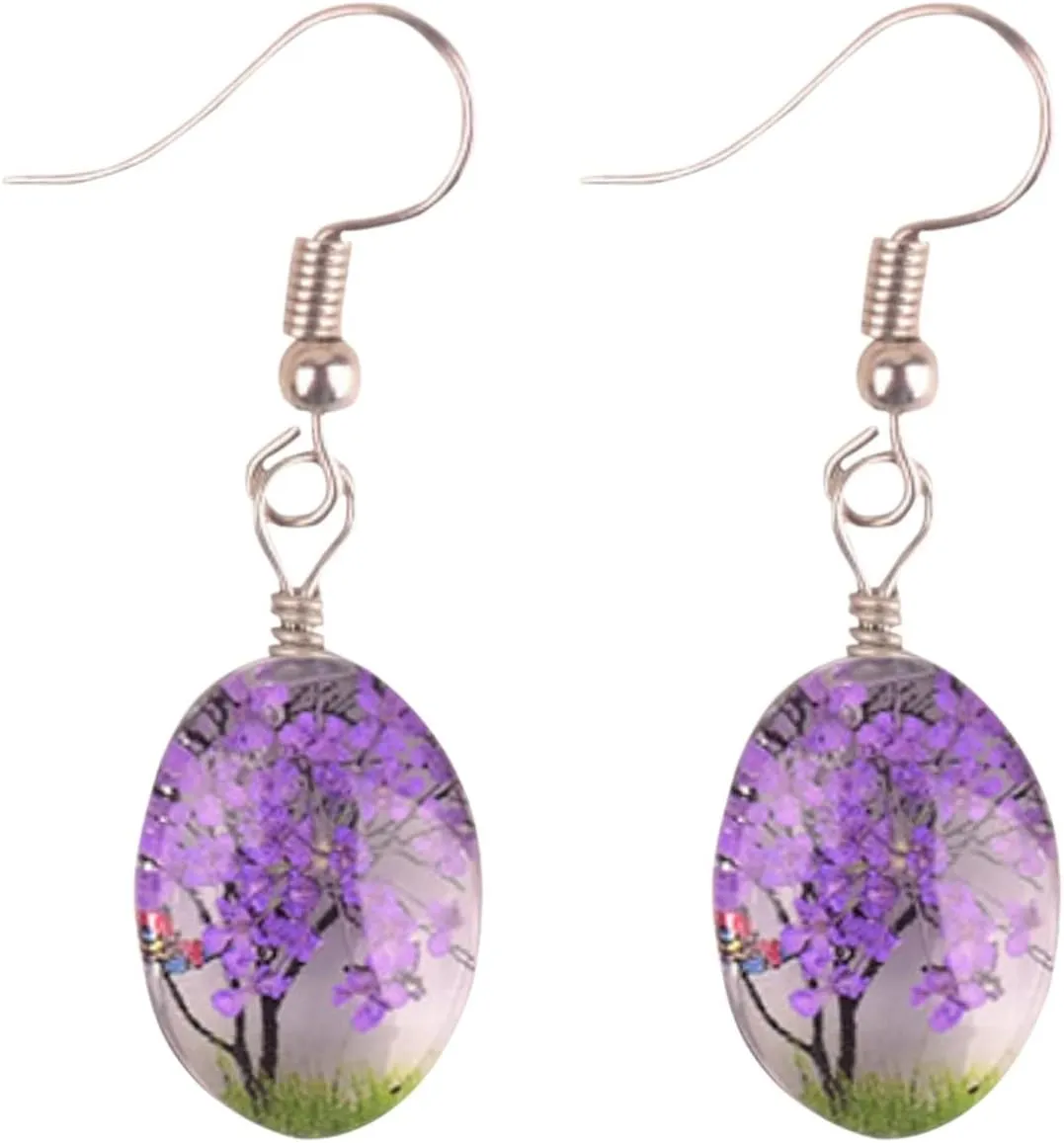 Ink And Alloy Earrings Gem Handmade Baby's Breath Earrings Lace Flower Earrings Birthday Little Hoop (B, One Size)