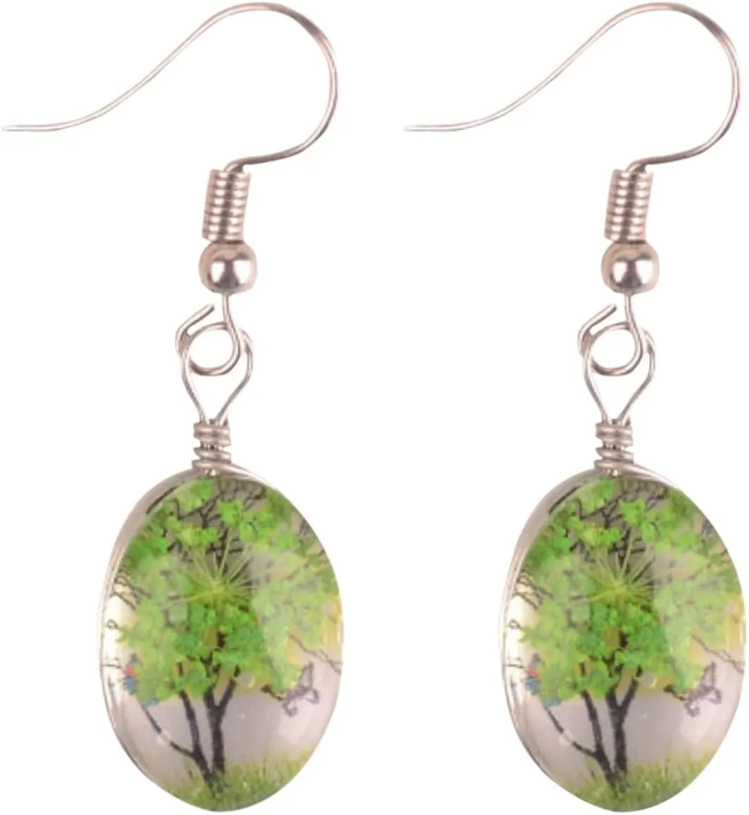 Ink And Alloy Earrings Gem Handmade Baby's Breath Earrings Lace Flower Earrings Birthday Little Hoop (C, One Size)