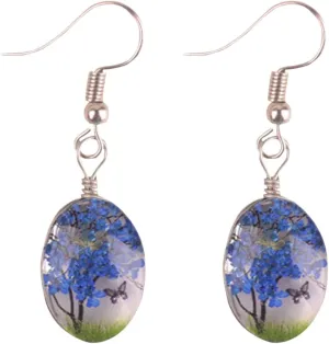 Ink And Alloy Earrings Gem Handmade Baby's Breath Earrings Lace Flower Earrings Birthday Little Hoop (F, One Size)