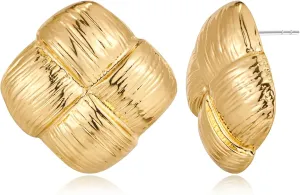 Irregular Gold Stud Earrings for Women Hammered Silver Stud Earrings Statement Geometric Earrings Vintage Gold Earrings