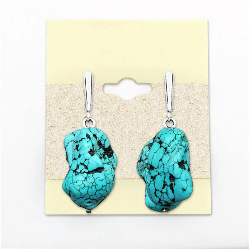 Irregular Natural Turquoises Pendant Earrings For Women