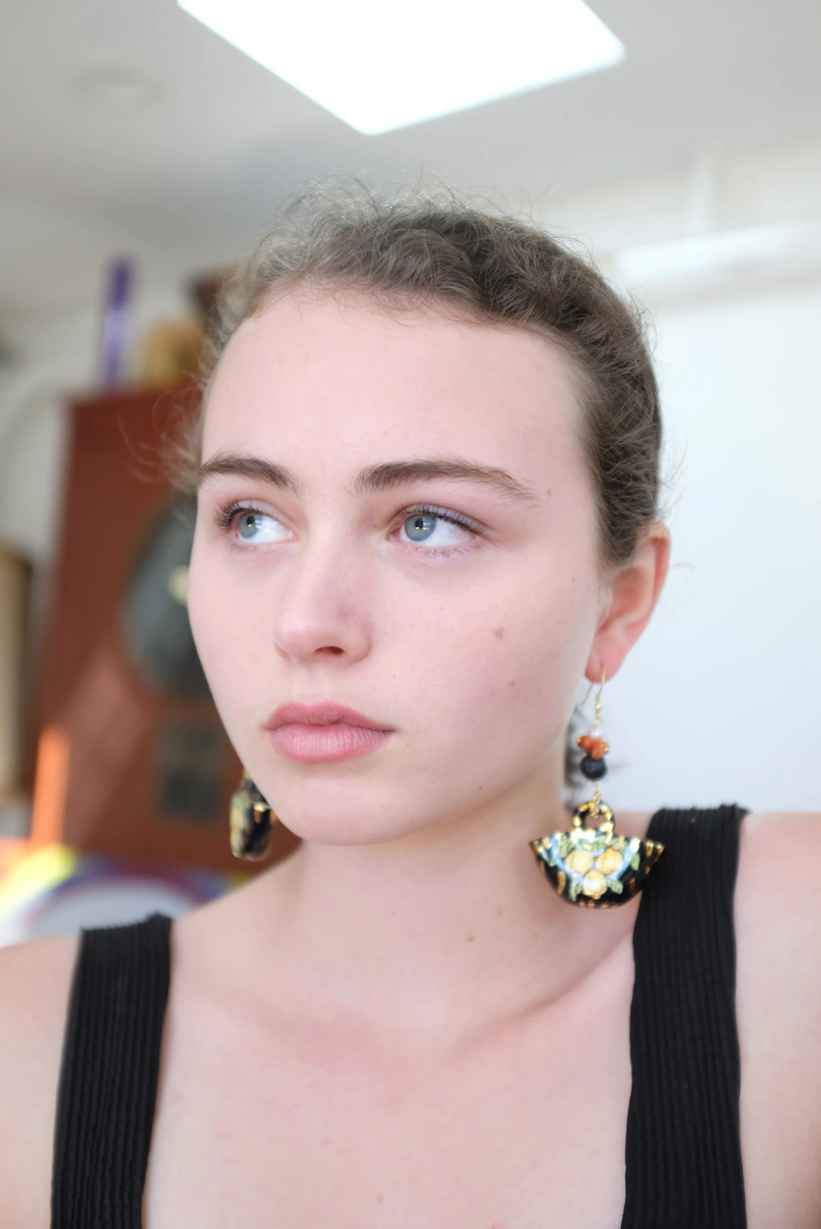 Italian Hand Painted Ceramic Earrings Baskets