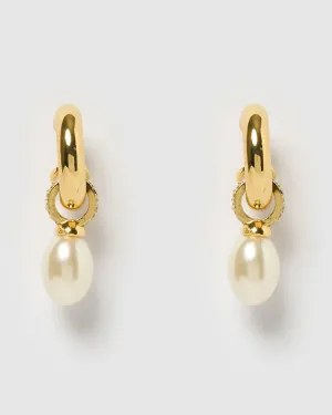 Izoa Alina Earrings Gold Pearl