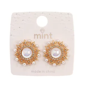 JAE44328 - Pearl Sunburst Stud Earrings