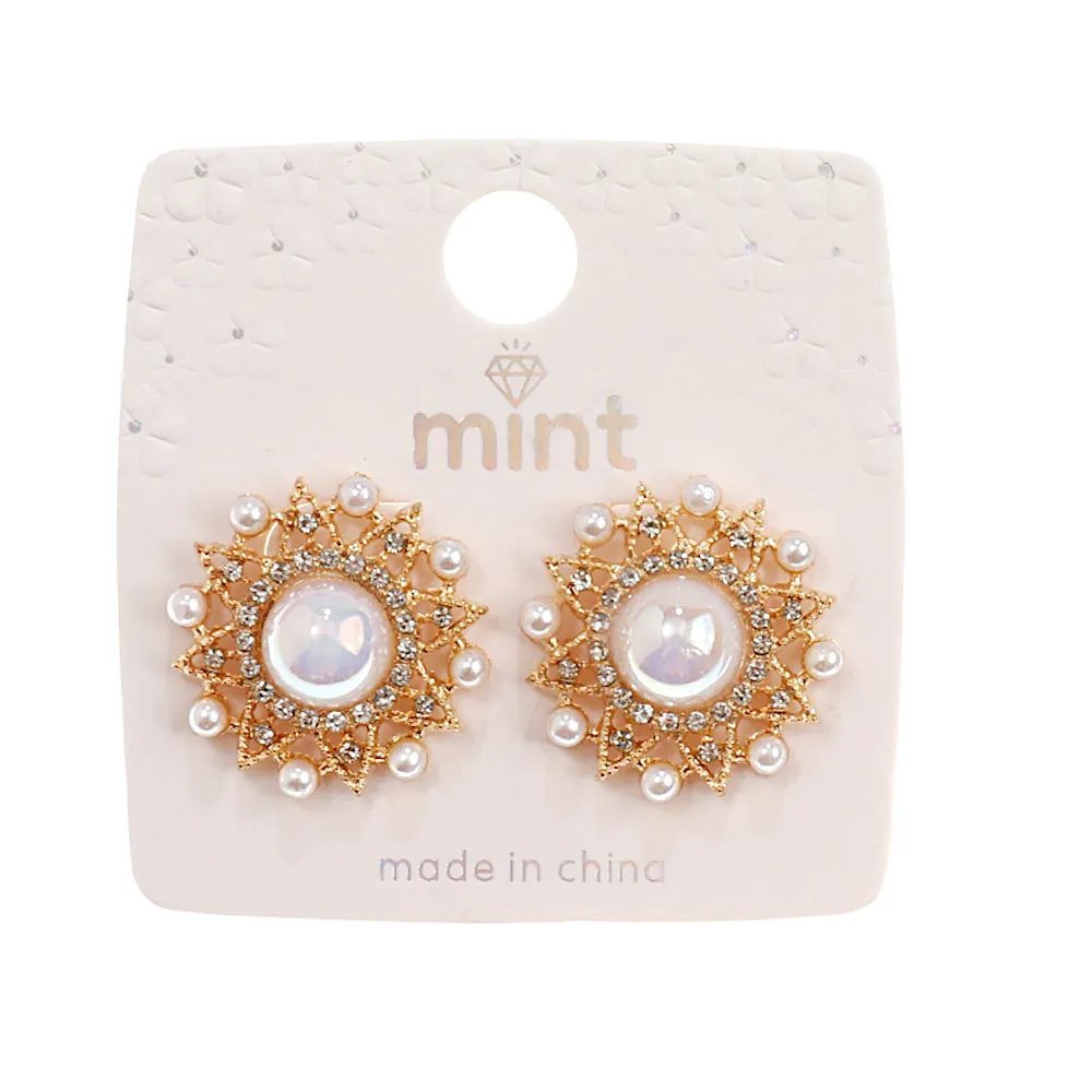 JAE44328 - Pearl Sunburst Stud Earrings