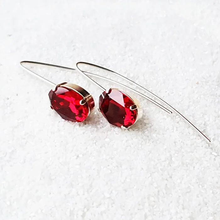Jenstar Long Red Crystal Earrings