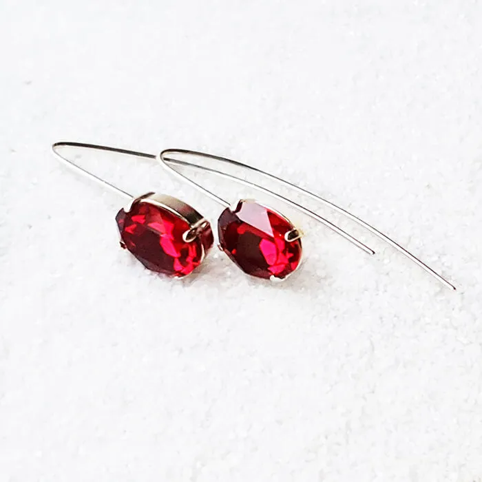 Jenstar Long Red Crystal Earrings