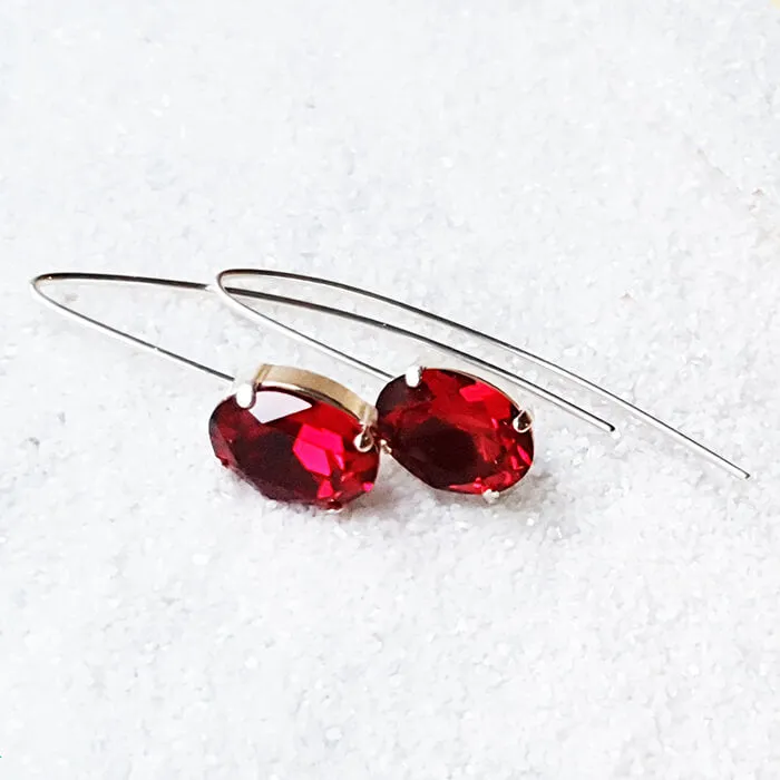 Jenstar Long Red Crystal Earrings