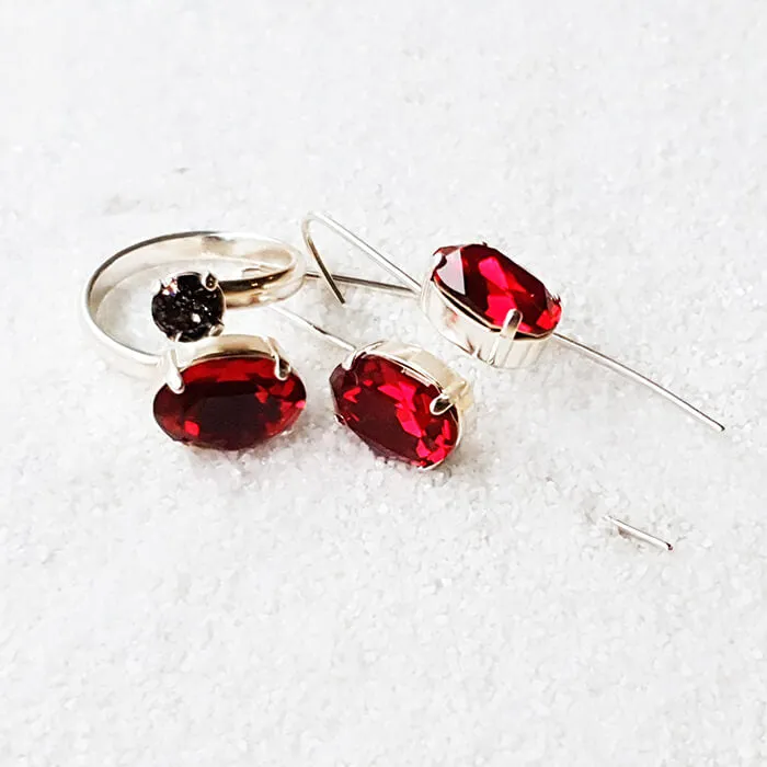 Jenstar Long Red Crystal Earrings