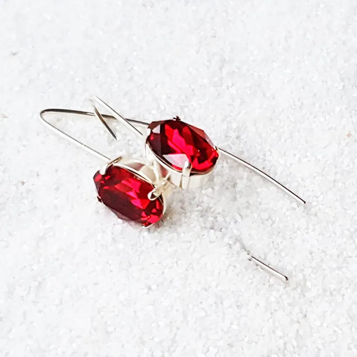 Jenstar Long Red Crystal Earrings