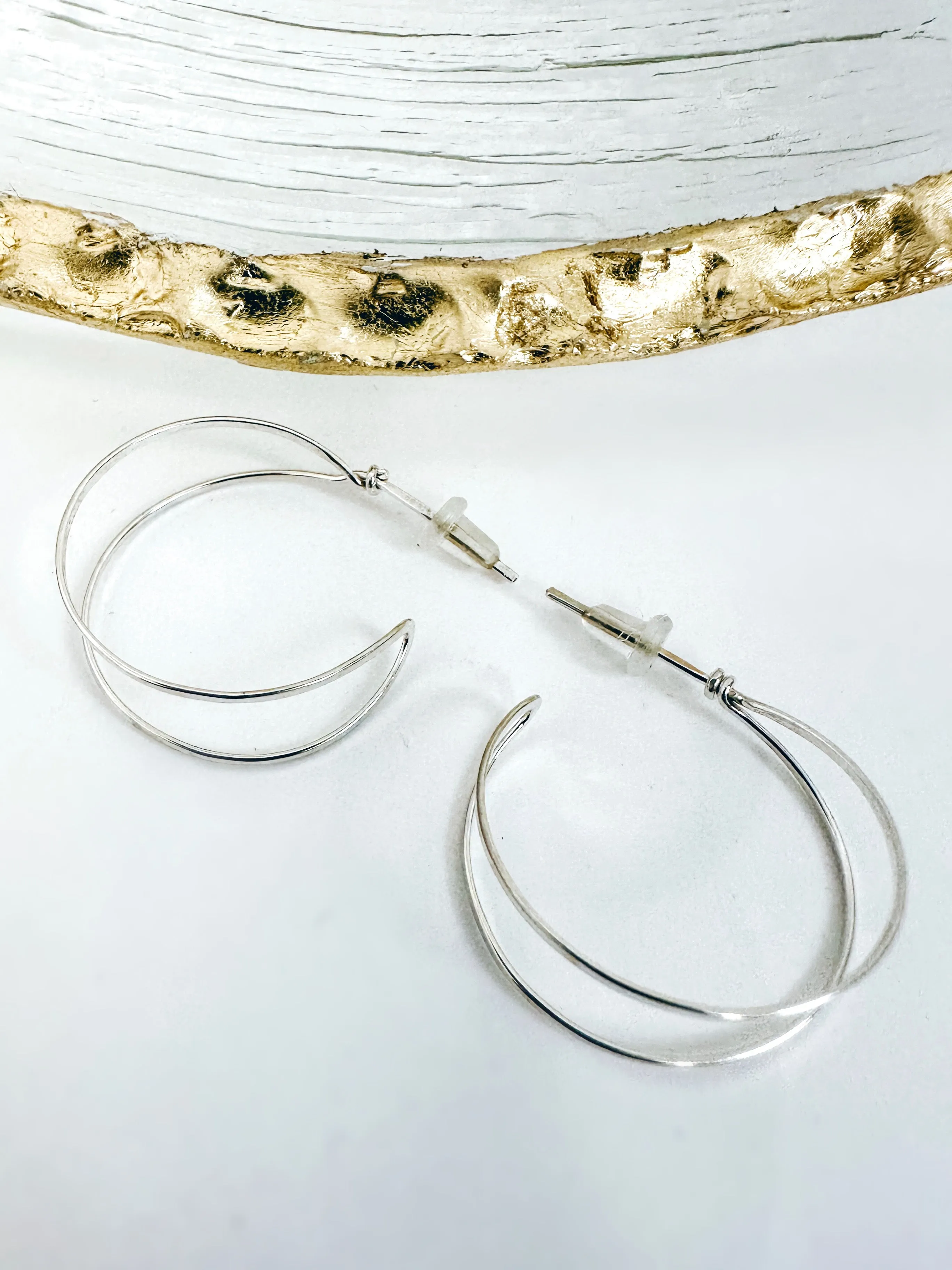 J.Mills Studio - Medium Double Hoop Earrings Silver